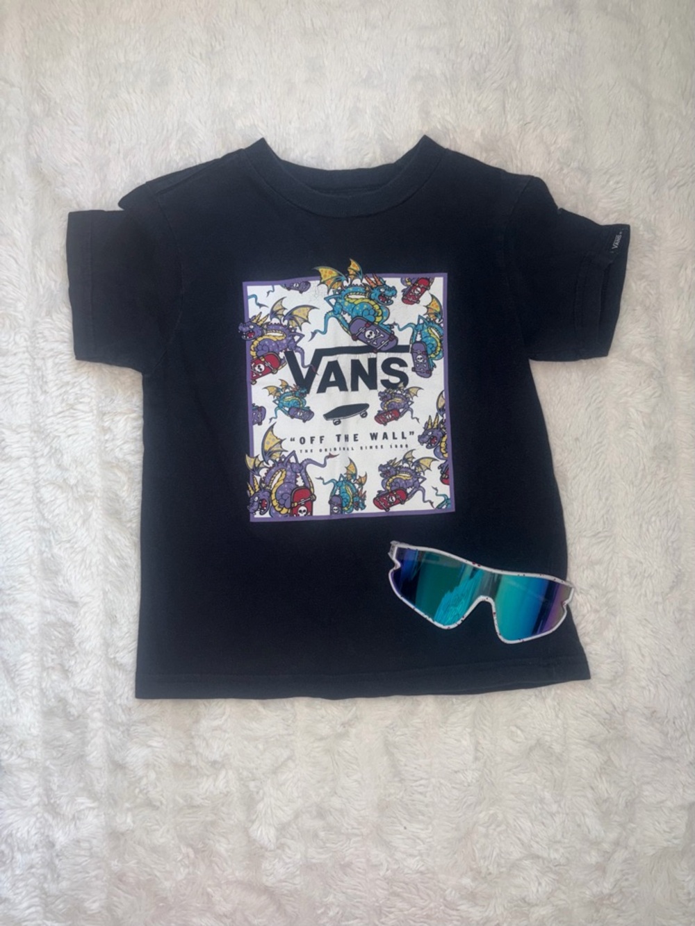 Vans Kids Dragon Skate Graphic Tee Black “Off The Wall” Size 4/S